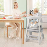 Trona convertible para bebé con bandeja de doble capa y respaldo ajustable