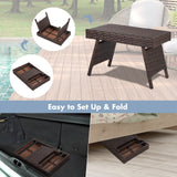 Mesa auxiliar de café plegable de ratán PE Muebles de patio y jardín