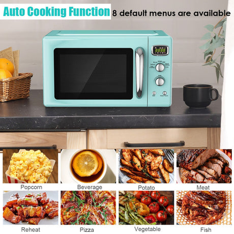 Horno microondas compacto retro de 0.9 pies cúbicos para encimera