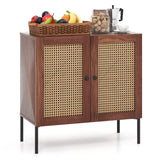 Paquete de 5 piezas para cocina y comedor: Taburetes de bar ajustables (juego de 2) + Taburetes apilables (juego de 6) + Aparador de almacenamiento de ratán
