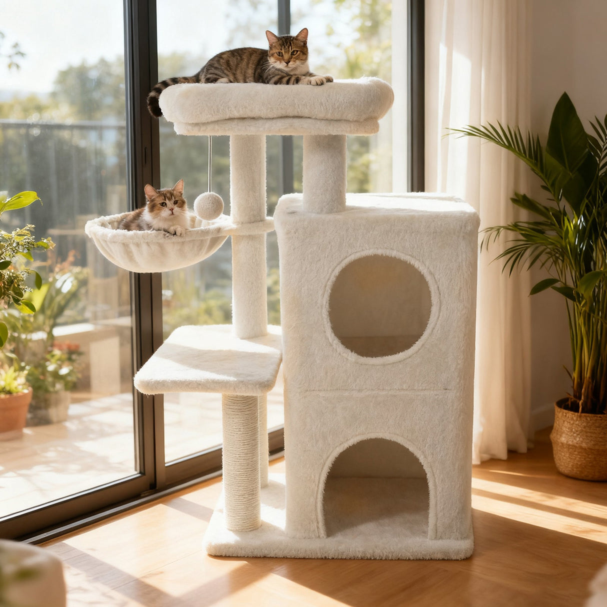Torre para gatitos de 33.5 pulgadas con condominio de 2 niveles y percha superior acolchada