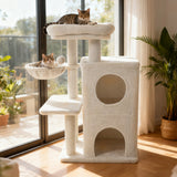 Torre para gatitos de 33.5 pulgadas con condominio de 2 niveles y percha superior acolchada