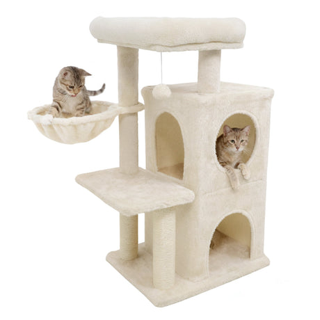 Torre para gatitos de 33.5 pulgadas con condominio de 2 niveles y percha superior acolchada