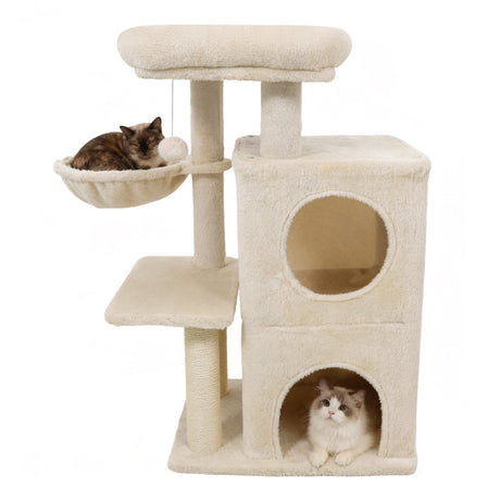 Torre para gatitos de 33.5 pulgadas con condominio de 2 niveles y percha superior acolchada