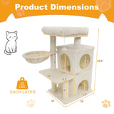 Torre para gatitos de 33.5 pulgadas con condominio de 2 niveles y percha superior acolchada