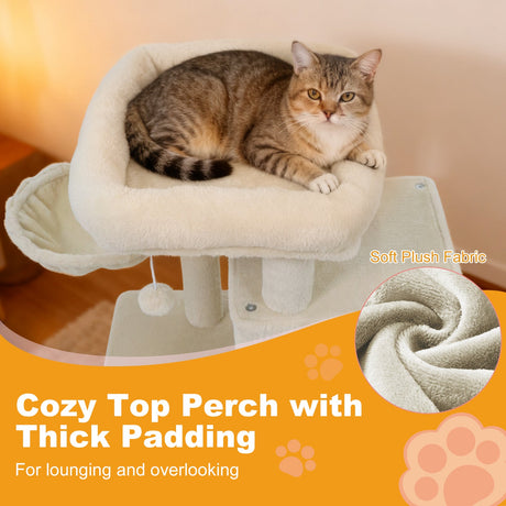 Torre para gatitos de 33.5 pulgadas con condominio de 2 niveles y percha superior acolchada