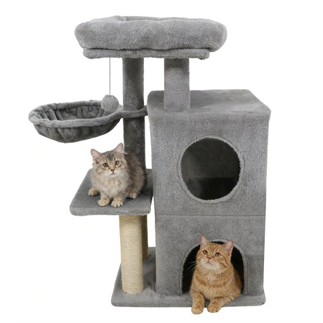 Torre para gatitos de 33.5 pulgadas con condominio de 2 niveles y percha superior acolchada