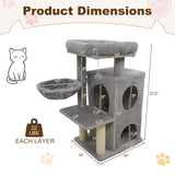 Torre para gatitos de 33.5 pulgadas con condominio de 2 niveles y percha superior acolchada