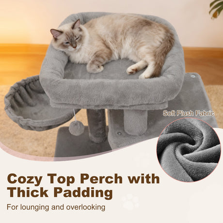 Torre para gatitos de 33.5 pulgadas con condominio de 2 niveles y percha superior acolchada