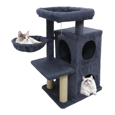Torre para gatitos de 33.5 pulgadas con condominio de 2 niveles y percha superior acolchada