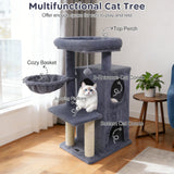 Torre para gatitos de 33.5 pulgadas con condominio de 2 niveles y percha superior acolchada