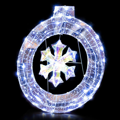 Guirnalda de copo de nieve iluminada de 33 pulgadas con anillo para colgar y soporte