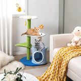 Árbol para gatos bonito de 34.5 pulgadas y 4 niveles con bolas que tintinean y condominio - Azul