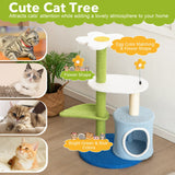 Árbol para gatos bonito de 34.5 pulgadas y 4 niveles con bolas que tintinean y condominio - Azul