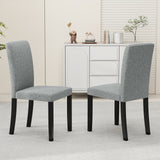 Juego de 2 sillas de comedor modernas de mediados de siglo con patas de madera de caucho - Gris