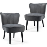 Juego de 2 sillones modernos tapizados con patas de madera maciza