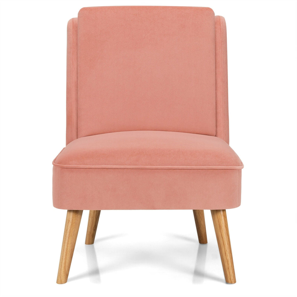 Sillón auxiliar sin brazos de terciopelo con patas de madera de caucho para dormitorio