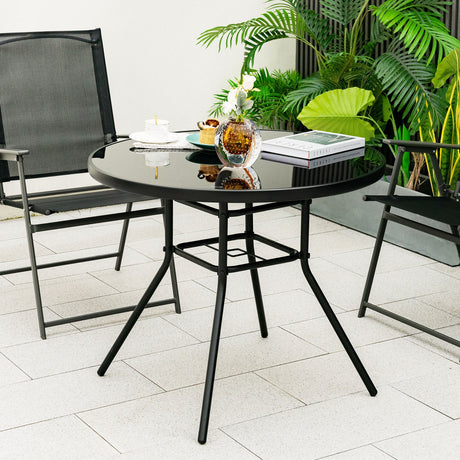Mesa de comedor para patio de 34 pulgadas con orificio para sombrilla de 1.5 pulgadas para jardín