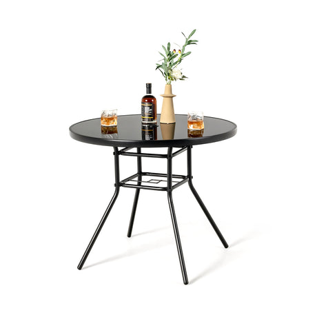 Mesa de comedor para patio de 34 pulgadas con orificio para sombrilla de 1.5 pulgadas para jardín
