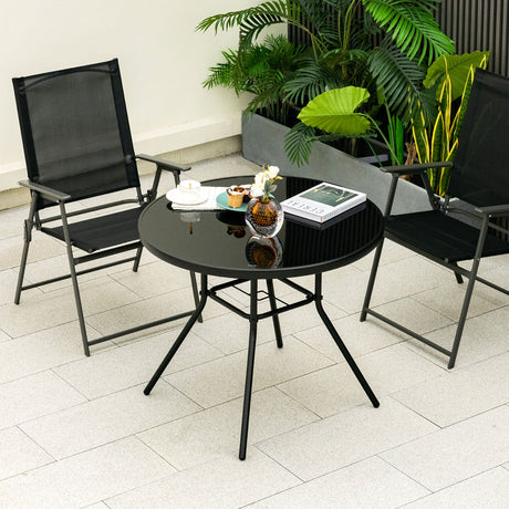 Mesa de comedor para patio de 34 pulgadas con orificio para sombrilla de 1.5 pulgadas para jardín