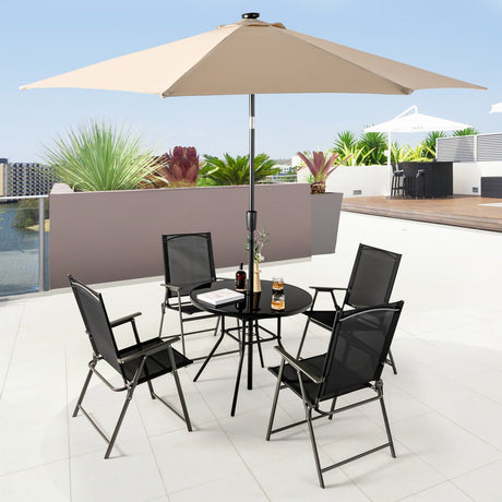 Mesa de comedor para patio de 34 pulgadas con orificio para sombrilla de 1.5 pulgadas para jardín