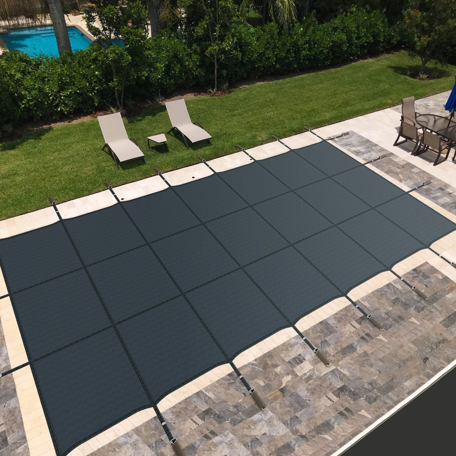 34 x 18 pies Cubierta de seguridad para piscina se adapta a piscinas enterradas de 32 x 16 pies