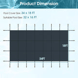34 x 18 pies Cubierta de seguridad para piscina se adapta a piscinas enterradas de 32 x 16 pies