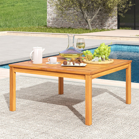 Mesa de centro/auxiliar de madera maciza de acacia para patio de 35.5 pulgadas