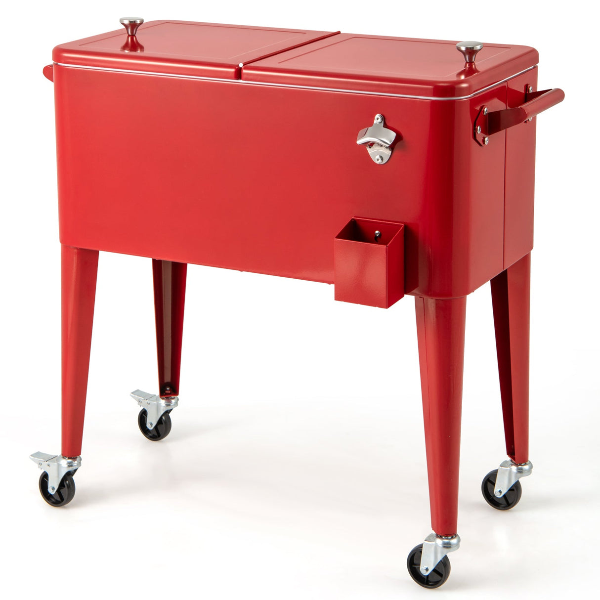 Carrito enfriador portátil rojo para patio exterior