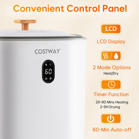 Cubo Calentador de Toallas Grande para el Hogar de 35 L con Función de Apagado Automático - Blanco