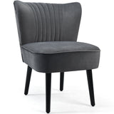 Juego de 2 sillones modernos tapizados con patas de madera maciza