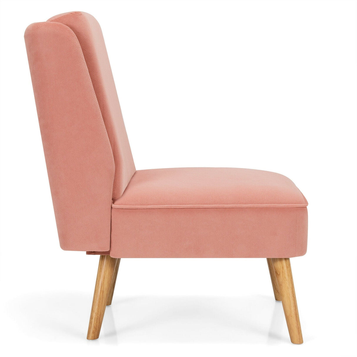 Sillón auxiliar sin brazos de terciopelo con patas de madera de caucho para dormitorio