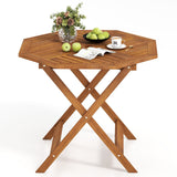Mesa de comedor octagonal de madera maciza para patio de 35.5 pulgadas con orificio para sombrilla de 1.97 pulgadas