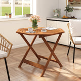 Mesa de comedor octagonal de madera maciza para patio de 35.5 pulgadas con orificio para sombrilla de 1.97 pulgadas