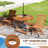 Mesa de comedor octagonal de madera maciza para patio de 35.5 pulgadas con orificio para sombrilla de 1.97 pulgadas