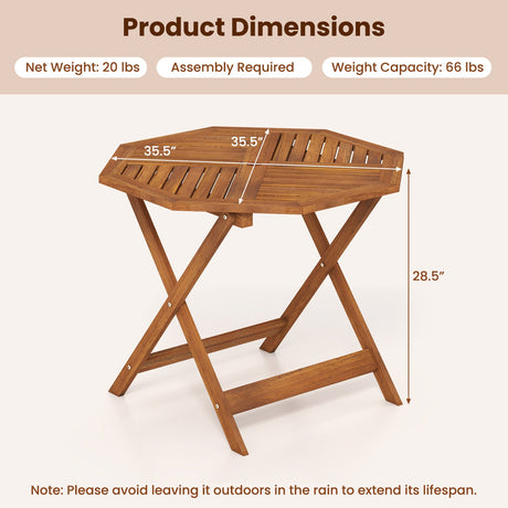 Mesa de comedor octagonal de madera maciza para patio de 35.5 pulgadas con orificio para sombrilla de 1.97 pulgadas