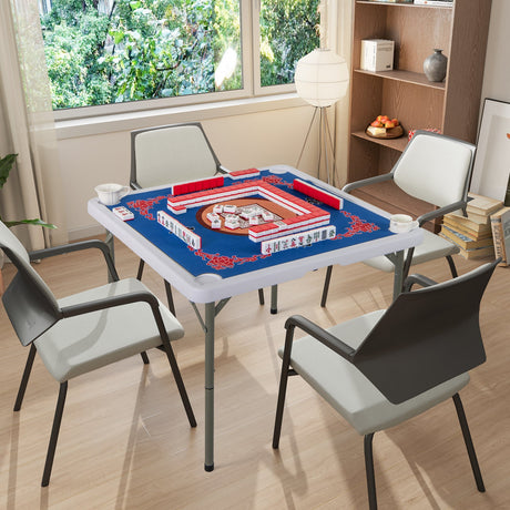Mesa de Mahjong Plegable de 35 Pulgadas para 4 Jugadores con Portavasos