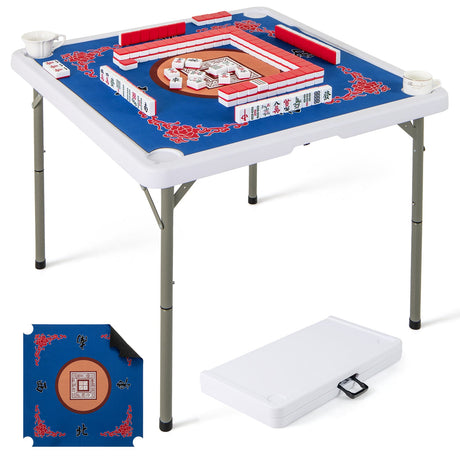 Mesa de Mahjong Plegable de 35 Pulgadas para 4 Jugadores con Portavasos