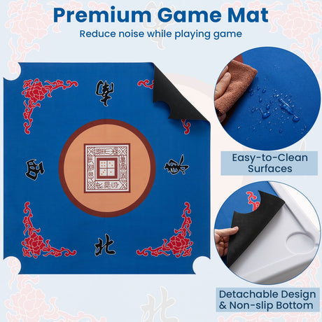Mesa de Mahjong Plegable de 35 Pulgadas para 4 Jugadores con Portavasos