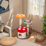 Torre para gatos de 35 pulgadas de alto con postes rascadores de sisal, condominio para gatos y plataformas acolchadas - Multicolor