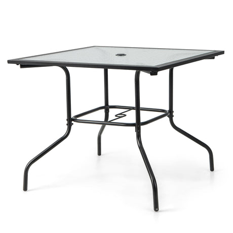 Mesa de comedor para patio de 35 x 35 pulgadas con orificio para sombrilla de 1.5 pulgadas sin sombrilla
