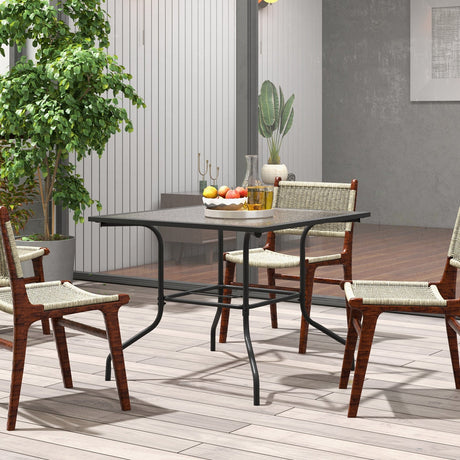 Mesa de comedor para patio de 35 x 35 pulgadas con orificio para sombrilla de 1.5 pulgadas sin sombrilla