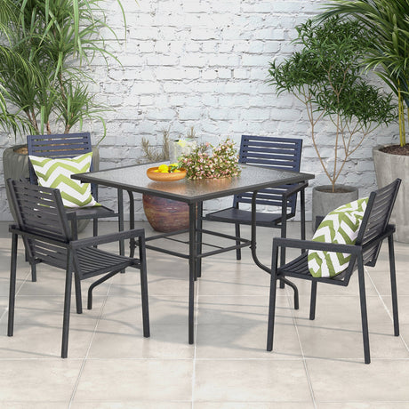 Mesa de comedor para patio de 35 x 35 pulgadas con orificio para sombrilla de 1.5 pulgadas sin sombrilla