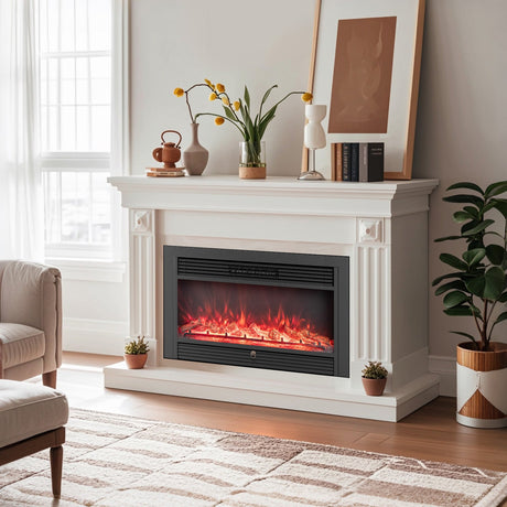 Inserto de chimenea eléctrica de 33/36 pulgadas 750W/1500W Calentador de chimenea empotrado