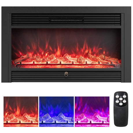 Inserto de chimenea eléctrica de 33/36 pulgadas 750W/1500W Calentador de chimenea empotrado
