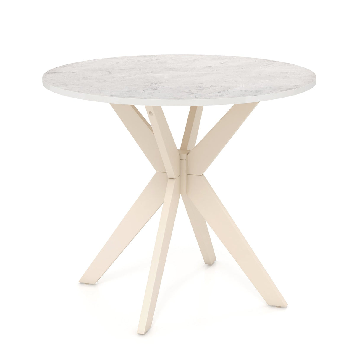 Mesa de cocina Mid Century Modern de 36 pulgadas con tablero de imitación mármol y patas de madera maciza de caucho