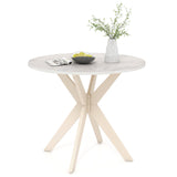 Mesa de cocina Mid Century Modern de 36 pulgadas con tablero de imitación mármol y patas de madera maciza de caucho
