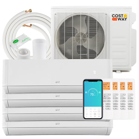 Aire acondicionado minisplit de 36000 BTU, 4 zonas, 21.5 SEER2 con bomba de calor