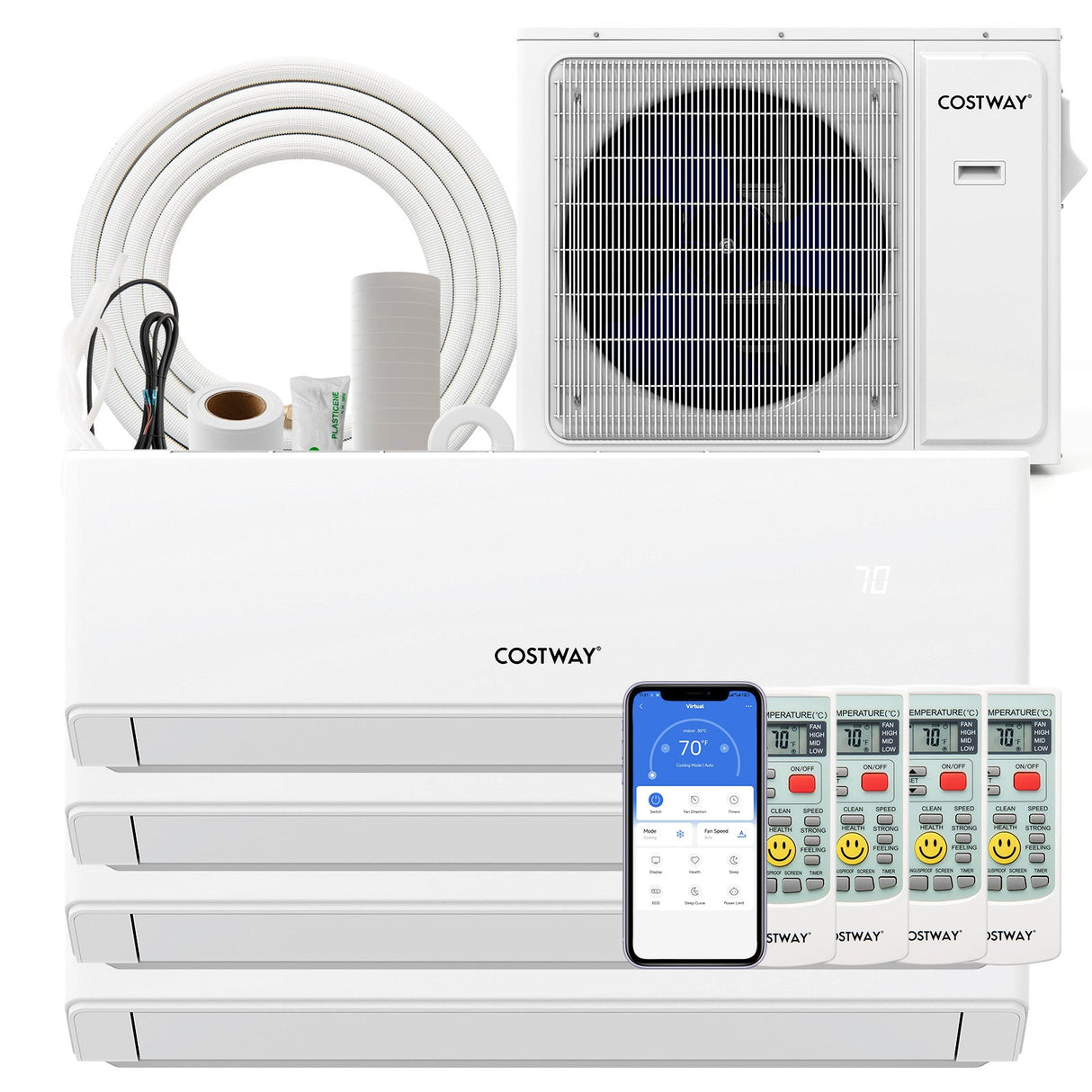 Aire Acondicionado Mini Split de 36000 BTU, 4 Zonas, 23 SEER2, con Bomba de Calor y Wifi