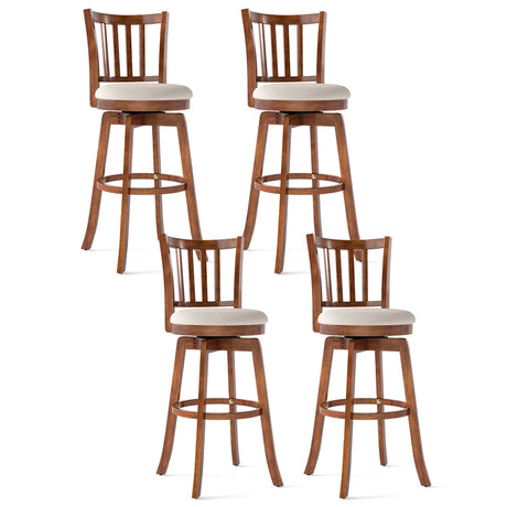Juego de 4 sillas giratorias de altura de mostrador 360° con respaldo y asiento tapizado